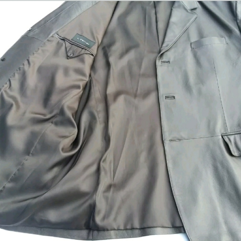 J. FERRAR DARK BROWN Leather Jacket XL - Picture 5 of 9